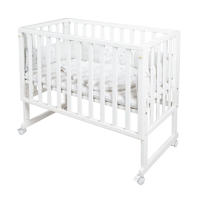 Stubenbett "safe asleep®" – 3 in 1, "Sternenzauber", Beistellbett weiß, Babybett & Bank, inkl. Zubehör