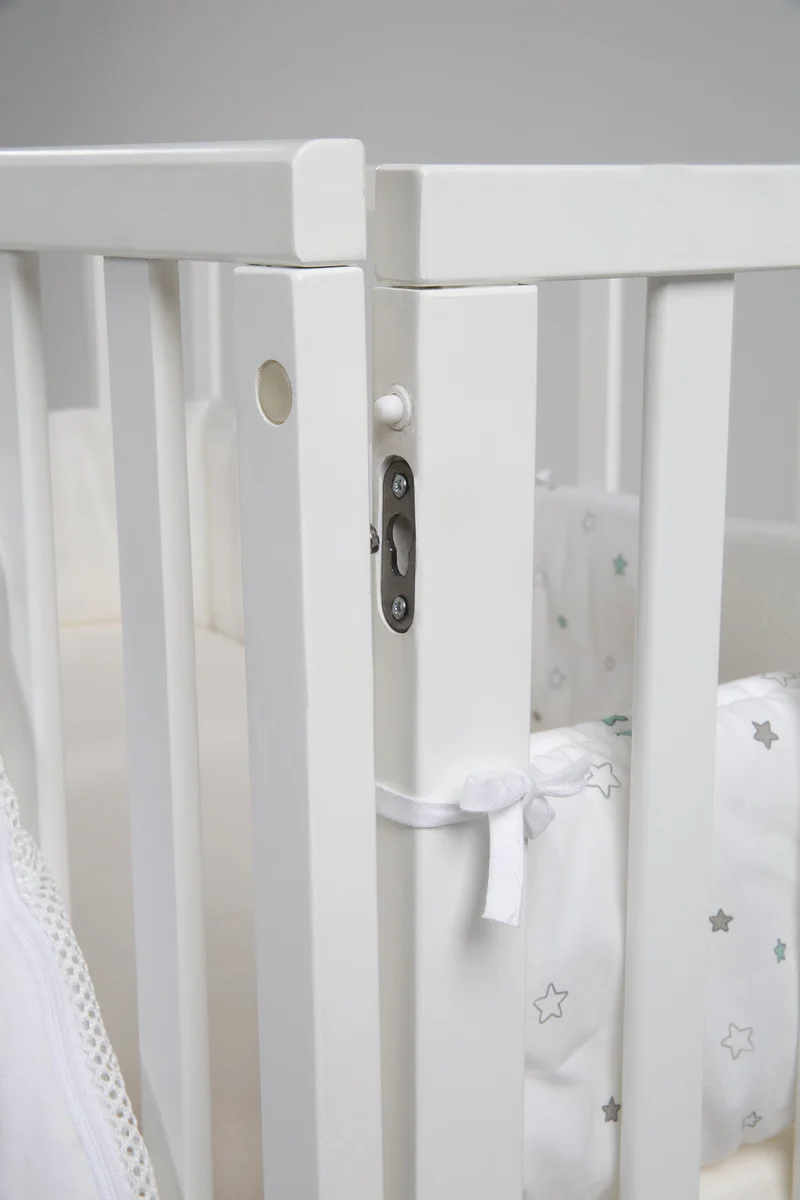 Stubenbett "safe asleep®" – 3 in 1, "Sternenzauber", Beistellbett weiß, Babybett & Bank, inkl. Zubehör