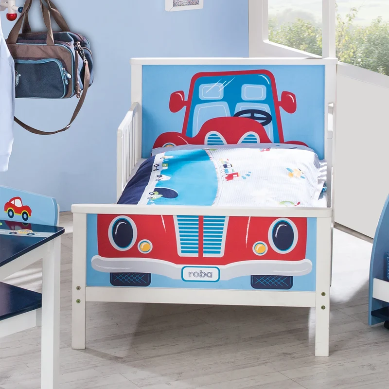 Themenbett "Rennfahrer" – Kinderbett 70 x 140 cm inkl. Matratze, Bettwäsche & Lattenrost