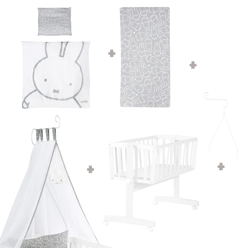 Komplettwiegenset "miffy®" – 40 x 90 cm, weiß, Feststellfunktion, inkl. Ausstattung