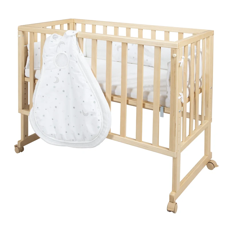 Stubenbett "safe asleep®" – 3 in 1, Beistellbett, Babybett & Bank, natur, inkl. Zubehör