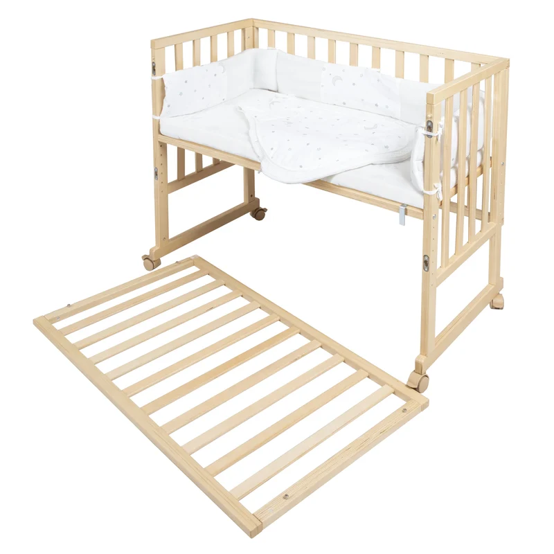Stubenbett "safe asleep®" – 3 in 1, Beistellbett, Babybett & Bank, natur, inkl. Zubehör
