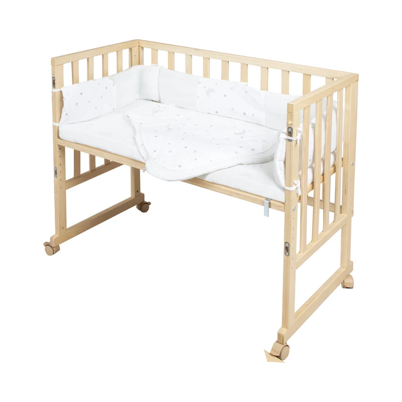 Stubenbett "safe asleep®" – 3 in 1, Beistellbett, Babybett & Bank, natur, inkl. Zubehör
