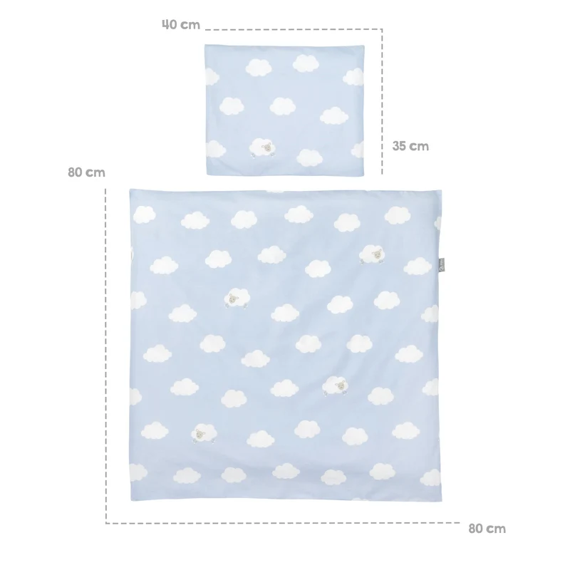 Komplettwiegenset "Kleine Wolke blau" – 40 x 90 cm, weiß, Feststellfunktion, inkl. Ausstattung