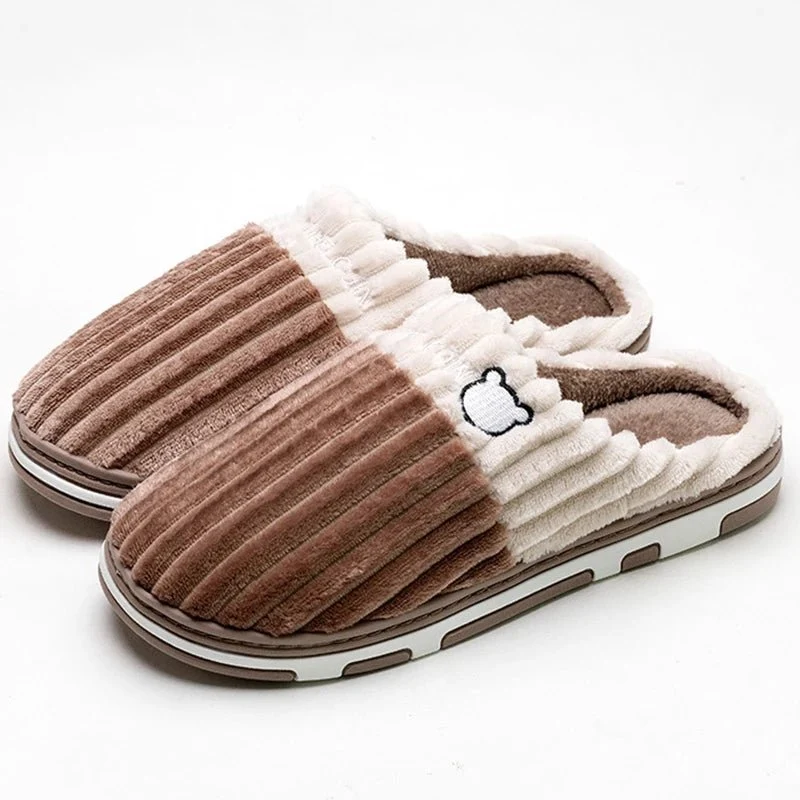 Weiche Baumwollpantoffeln für Damen und Herren – rutschfeste, flauschige Winterhausschuhe für Paare