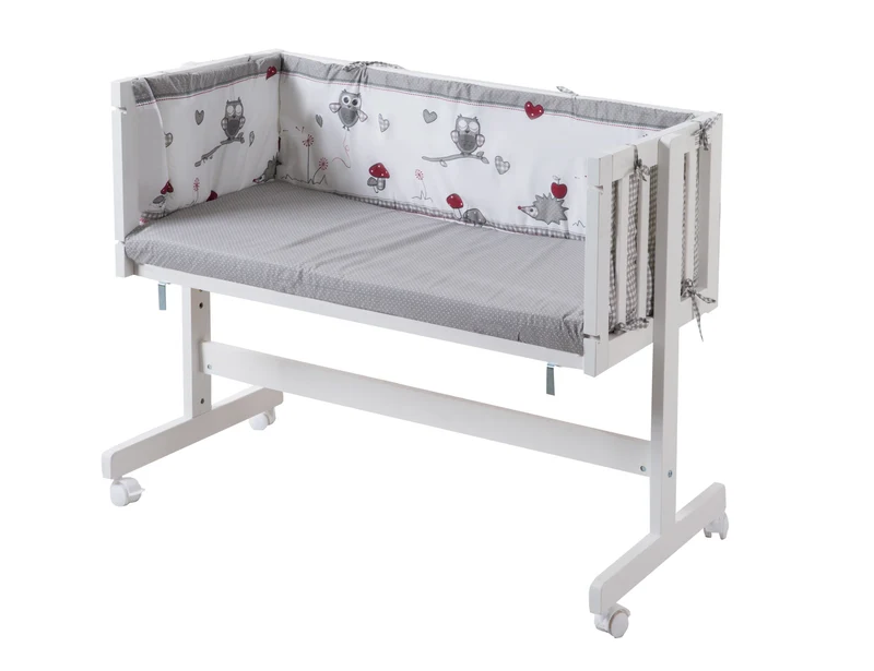 Beistellbett "Room & Cradle" – Anstell- & Stubenbett, weiß, inkl. Ausstattung "Adam & Eule"