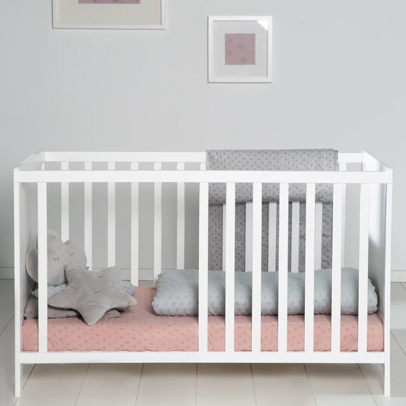 Universal-Beistellbett, 60 x 120 cm – weiß, höhenverstellbar, 5 Schlupfsprossen, inkl. Lattenrost