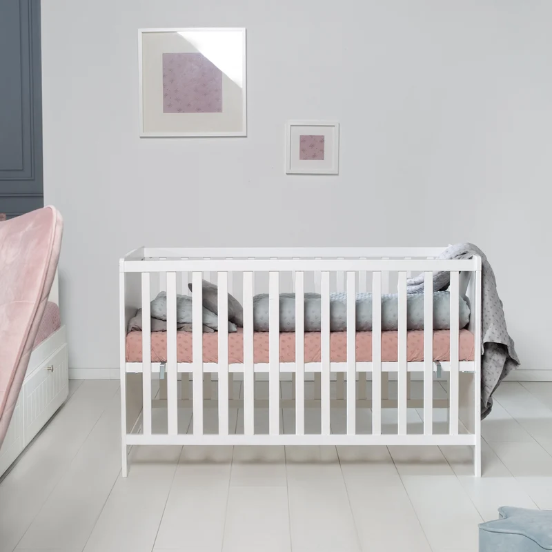 Universal-Beistellbett, 60 x 120 cm – weiß, höhenverstellbar, 5 Schlupfsprossen, inkl. Lattenrost