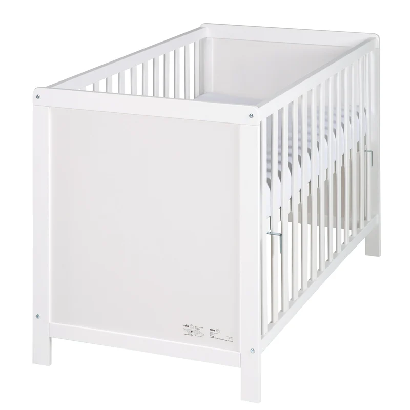 Universal-Beistellbett, 60 x 120 cm – weiß, höhenverstellbar, 5 Schlupfsprossen, inkl. Lattenrost