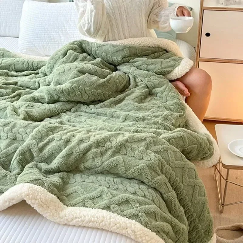Kuschelige Wolldecke für Bett und Sofa – Plüschige Lammsamtdecke für Zuhause, Büro und Reisen