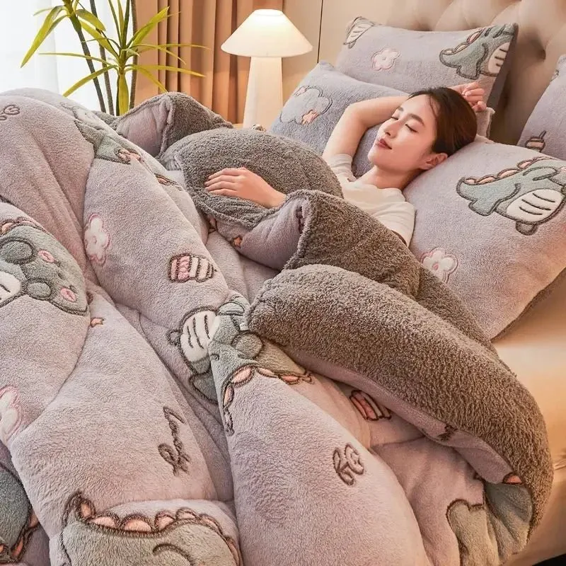 Winterliche Lammwolldecke – Dicke und warme Plüschdecke für Einzel- und Doppelzimmer im Studentenwohnheim