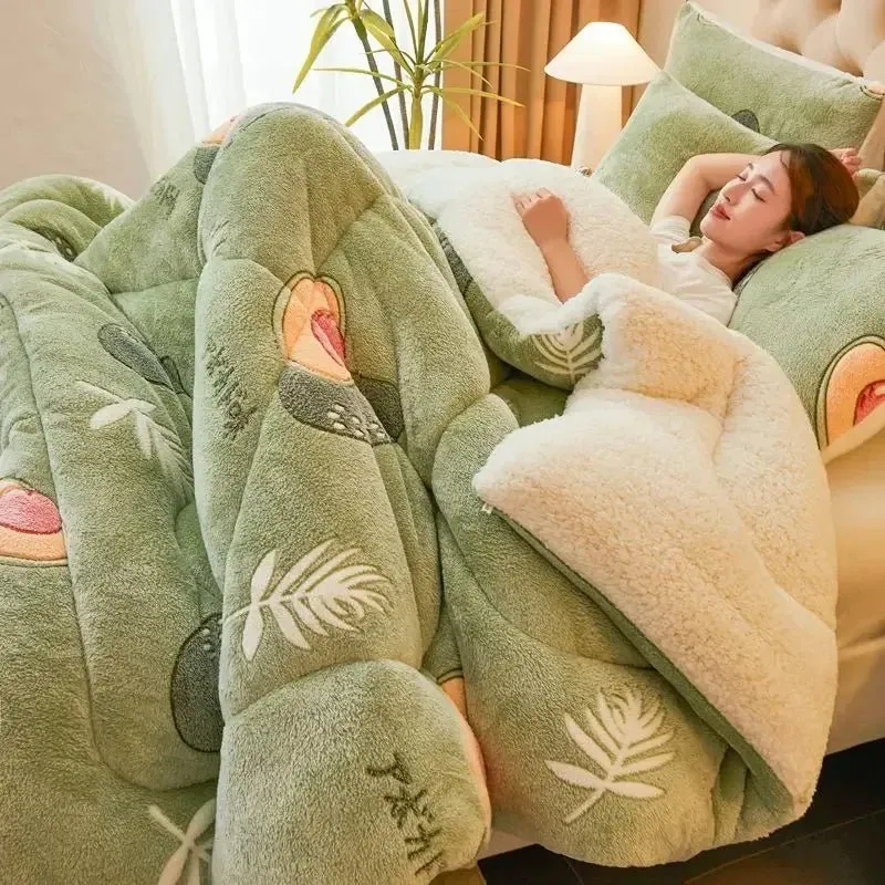 Winterliche Lammwolldecke – Dicke und warme Plüschdecke für Einzel- und Doppelzimmer im Studentenwohnheim