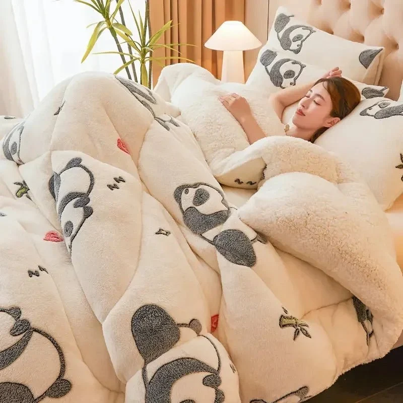 Winterliche Lammwolldecke – Dicke und warme Plüschdecke für Einzel- und Doppelzimmer im Studentenwohnheim