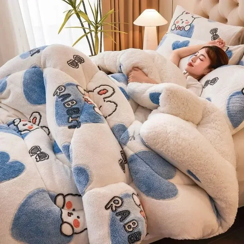 Winterliche Lammwolldecke – Dicke und warme Plüschdecke für Einzel- und Doppelzimmer im Studentenwohnheim