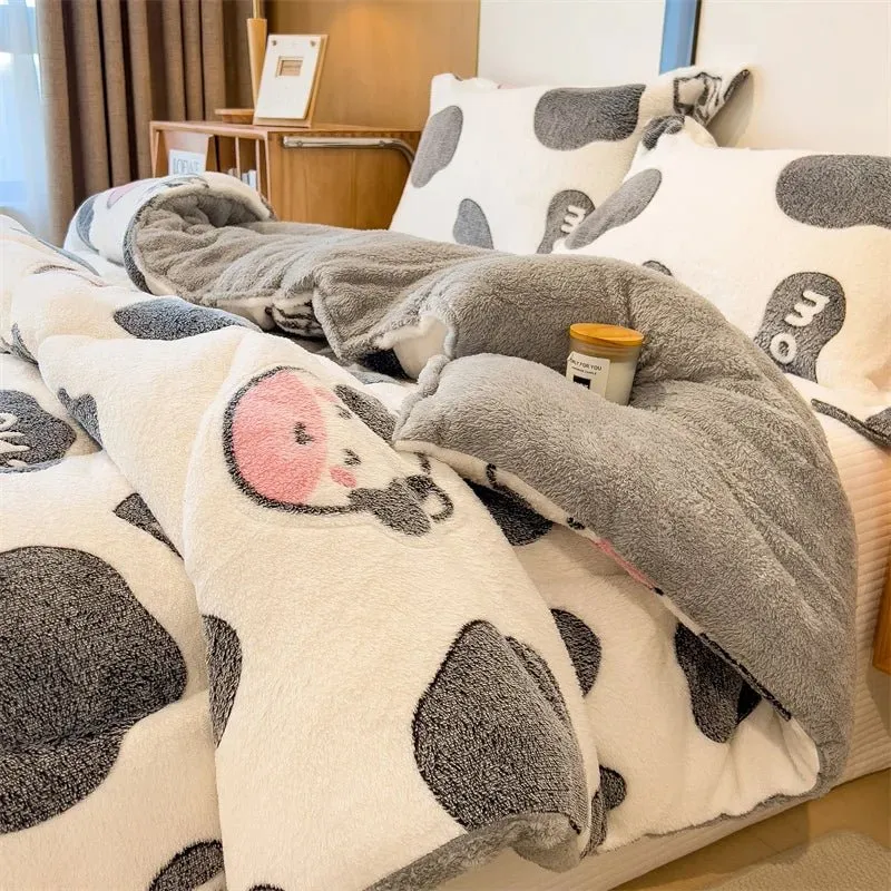 Lammfleece-Decke – Superwarme Steppdecke für Winter und Herbst, dicke Bettdecke für Einzel- und Doppelbetten