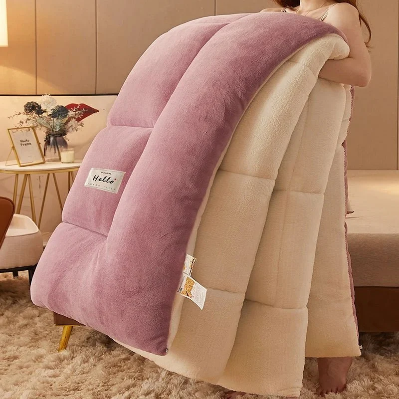 Superwarme, dicke Lammwolldecke (5 kg) – ideal für Winter, Frühling und Herbst – Einzel- und Doppelbett – Milchsamt