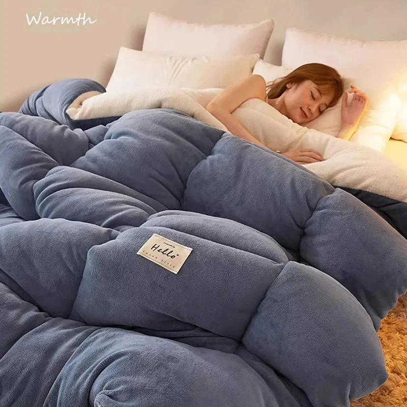 Superwarme, dicke Lammwolldecke (5 kg) – ideal für Winter, Frühling und Herbst – Einzel- und Doppelbett – Milchsamt