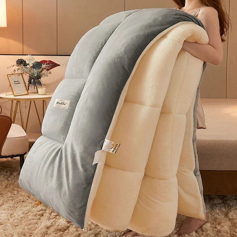 Superwarme, dicke Lammwolldecke (5 kg) – ideal für Winter, Frühling und Herbst – Einzel- und Doppelbett – Milchsamt