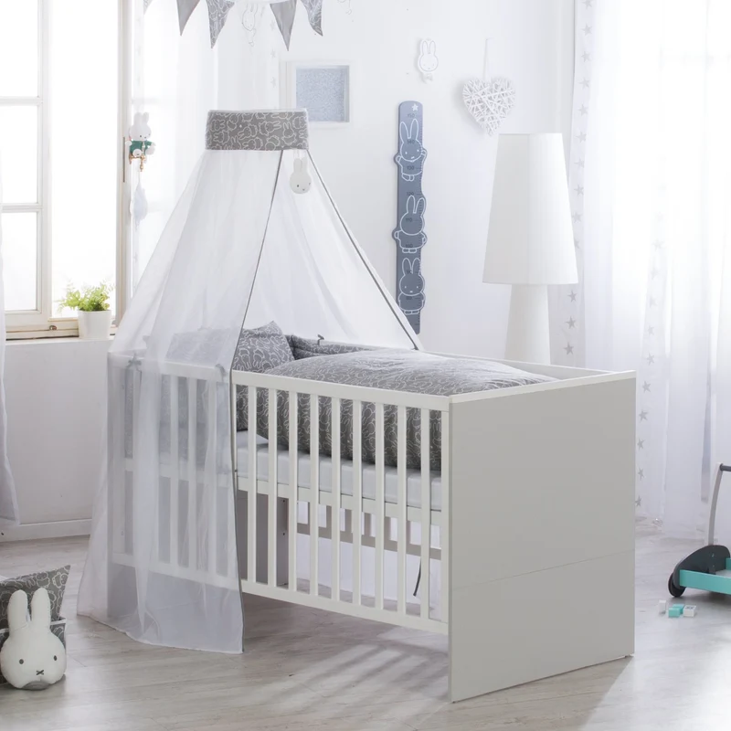 Kinderbettgarnitur "miffy®" – 4-teilig, Bettset mit Bettwäsche 100 x 135 cm, Nestchen & Himmel