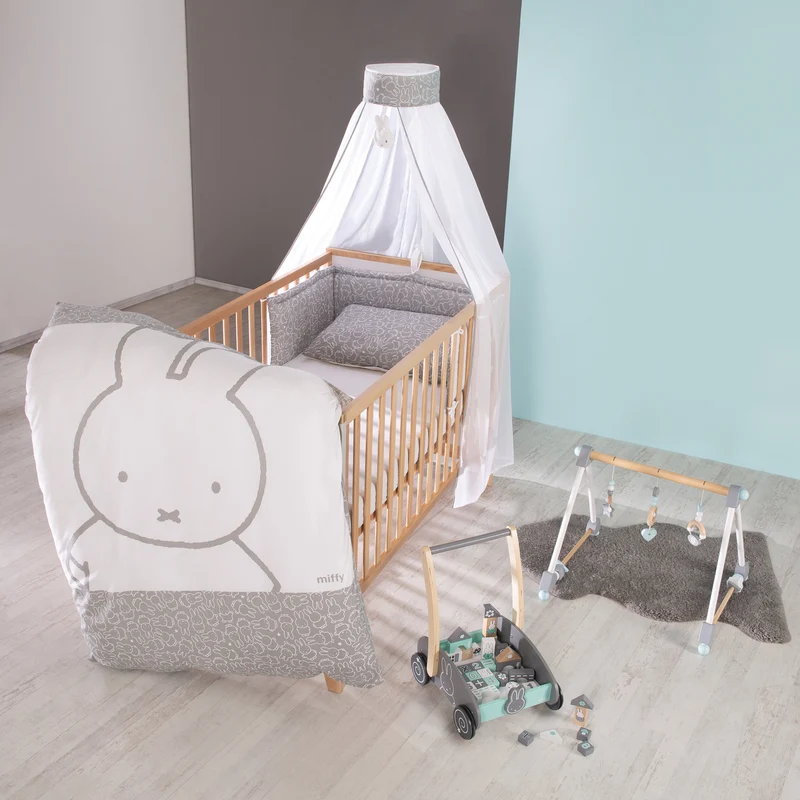 Kinderbettgarnitur "miffy®" – 4-teilig, Bettset mit Bettwäsche 100 x 135 cm, Nestchen & Himmel