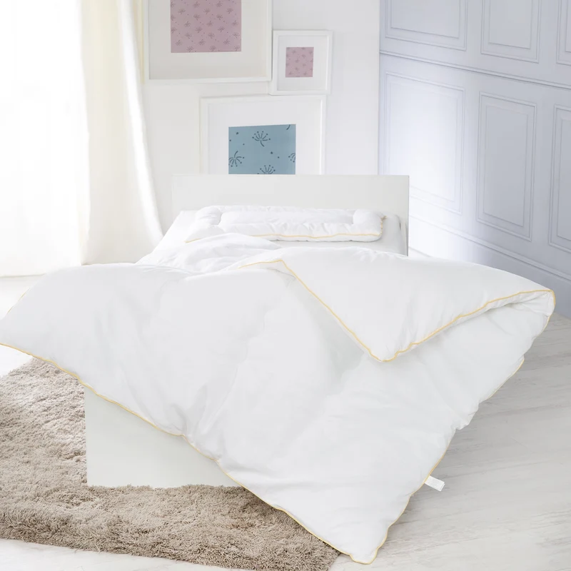 Kindersteppbett – ganzjähriges Baby-Set (Inlett), weiß, Decke 100 x 135 cm und Kissen 40 x 60 cm