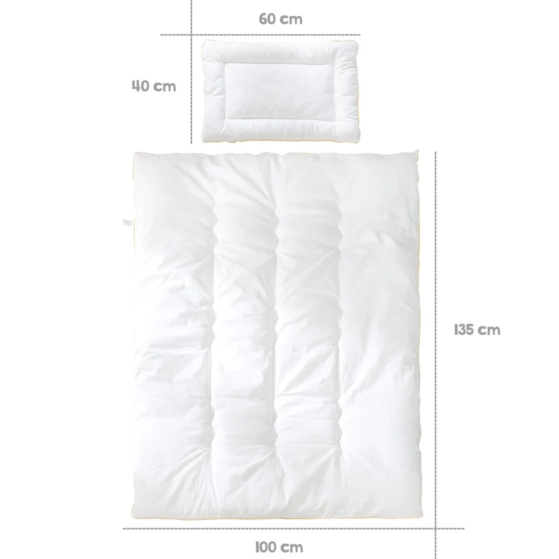Kindersteppbett – ganzjähriges Baby-Set (Inlett), weiß, Decke 100 x 135 cm und Kissen 40 x 60 cm