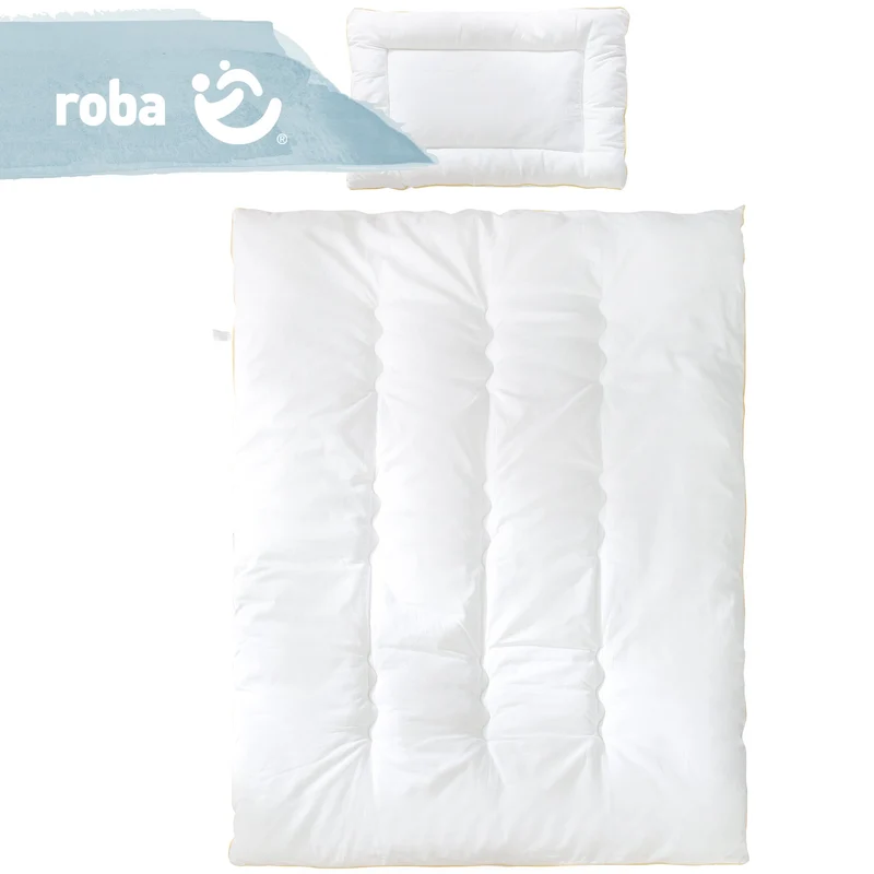 Kindersteppbett – ganzjähriges Baby-Set (Inlett), weiß, Decke 100 x 135 cm und Kissen 40 x 60 cm