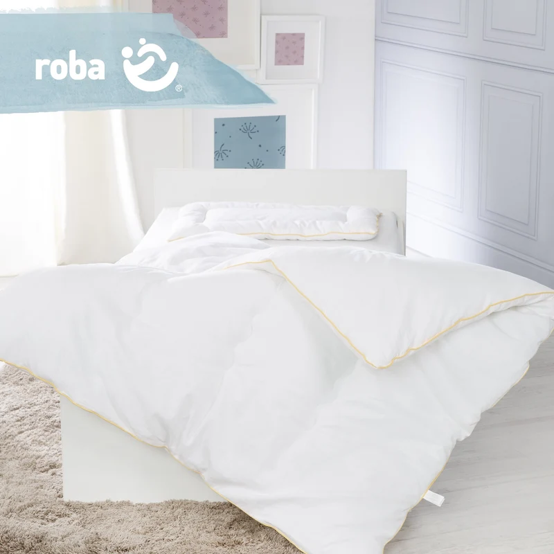 Kindersteppbett – ganzjähriges Baby-Set (Inlett), weiß, Decke 100 x 135 cm und Kissen 40 x 60 cm