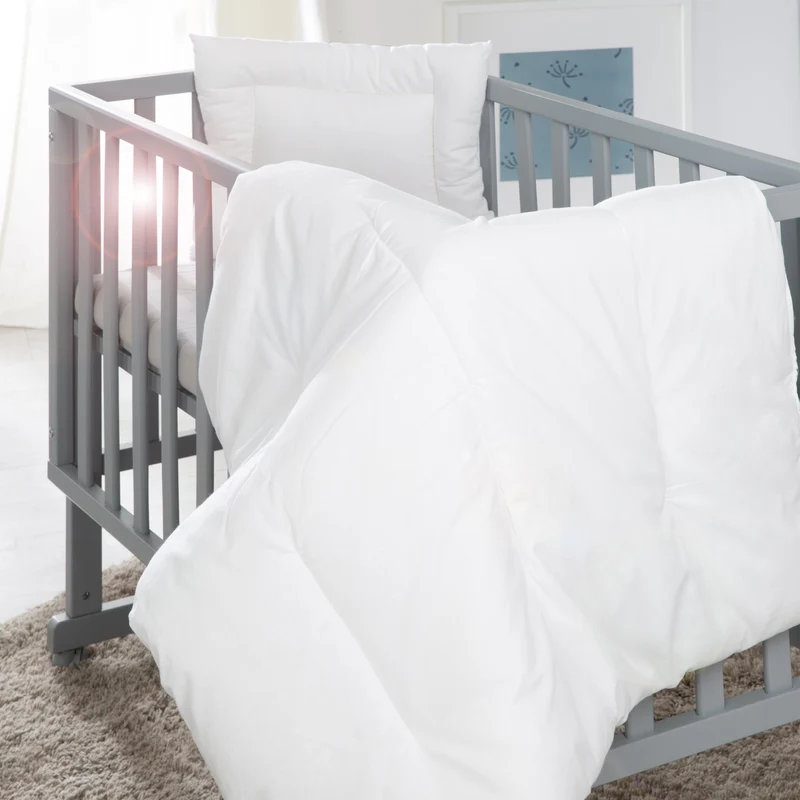 Kindersteppbett – ganzjähriges Wiegenset (Inlett), Decke 80 x 80 cm & Kissen 40 x 35 cm