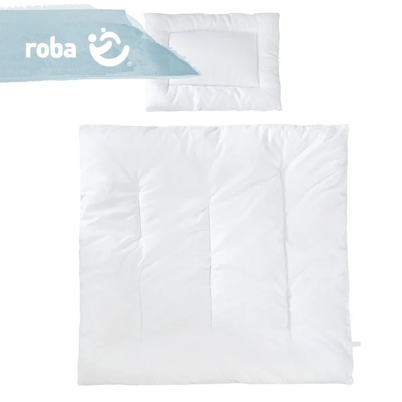 Kindersteppbett – ganzjähriges Wiegenset (Inlett), Decke 80 x 80 cm & Kissen 40 x 35 cm