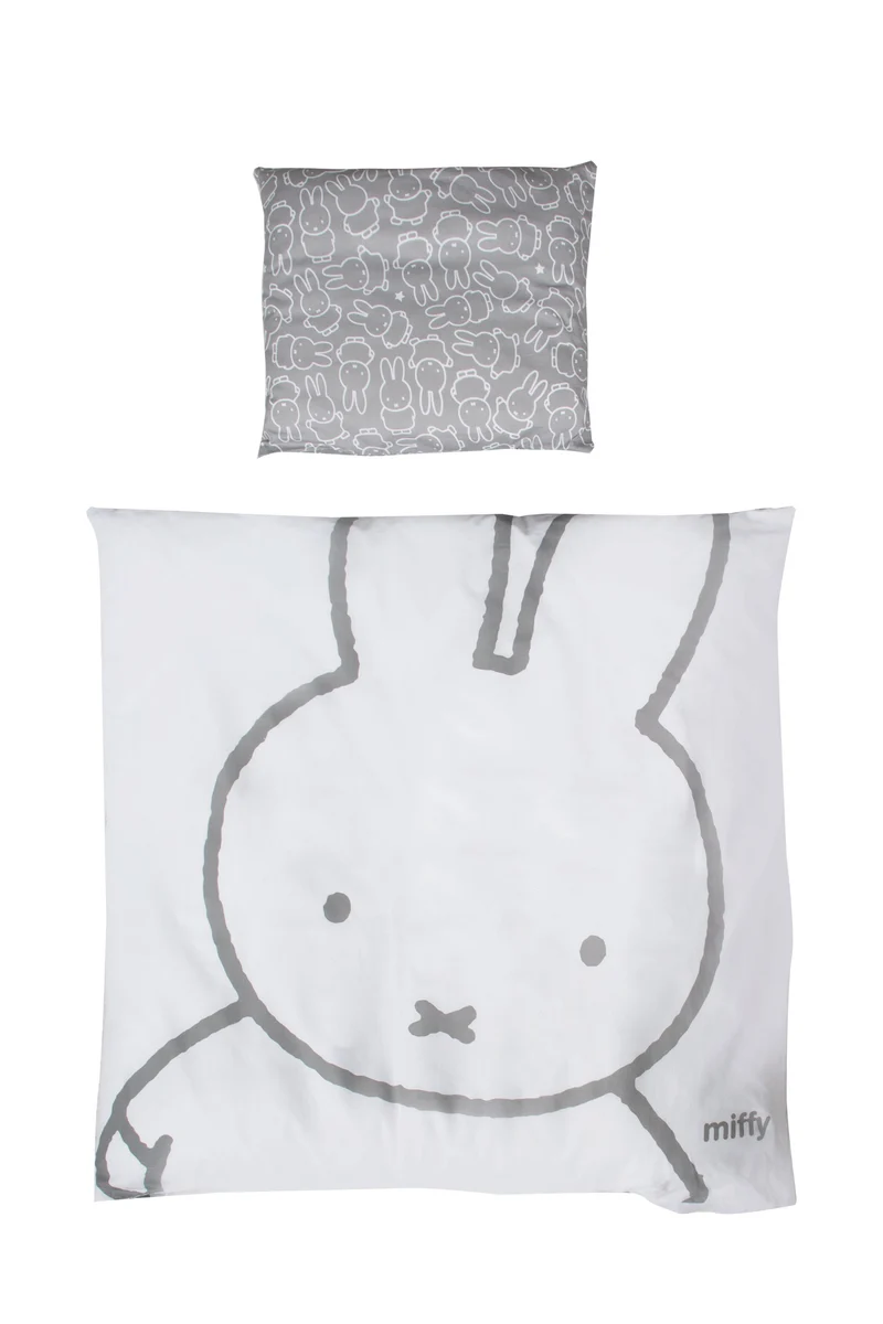Wiegenset "miffy®" – 2-teilig, Wiegenbettwäsche 80 x 80 cm, Wendebettwäsche, Baumwolle
