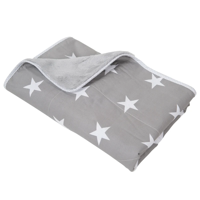Babydecke "Little Stars" – 2-seitig: 1x super weich, warm & flauschig, 1x Baumwolle