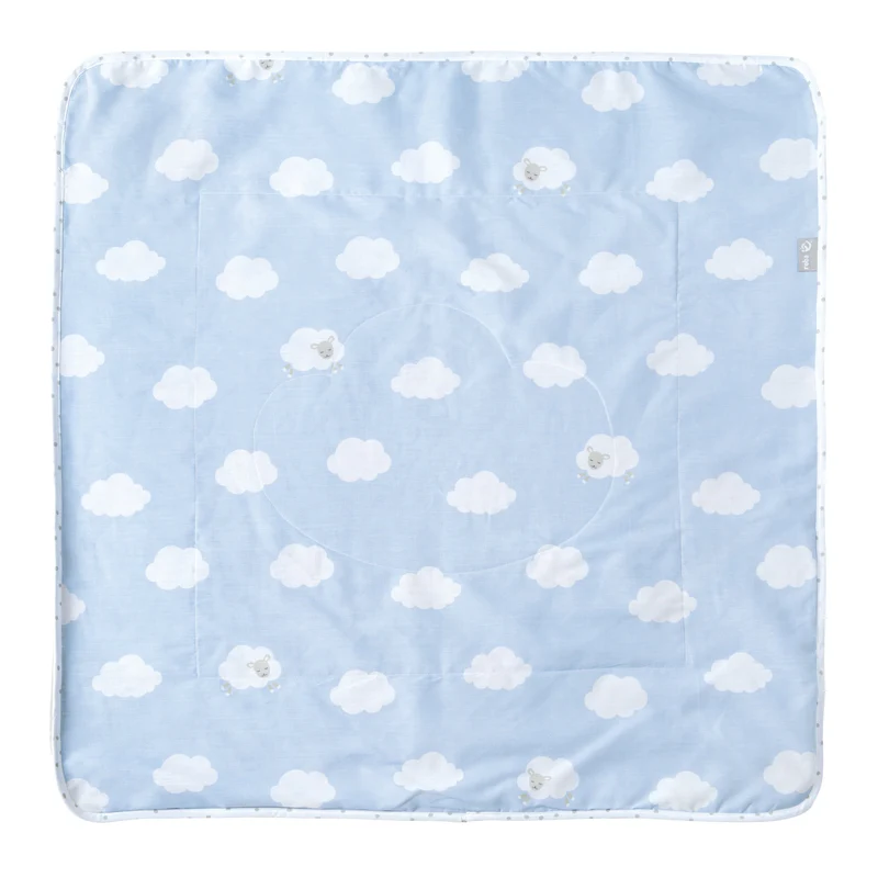 Babydecke "Kleine Wolke blau" – 2-seitig: 1x super weich, warm & flauschig, 1x Baumwolle