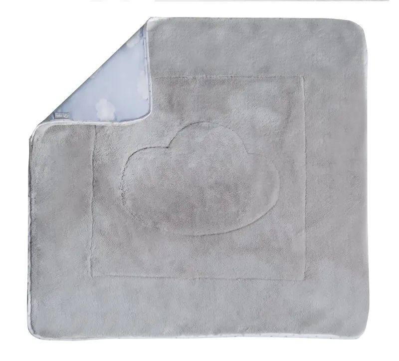 Babydecke "Kleine Wolke blau" – 2-seitig: 1x super weich, warm & flauschig, 1x Baumwolle