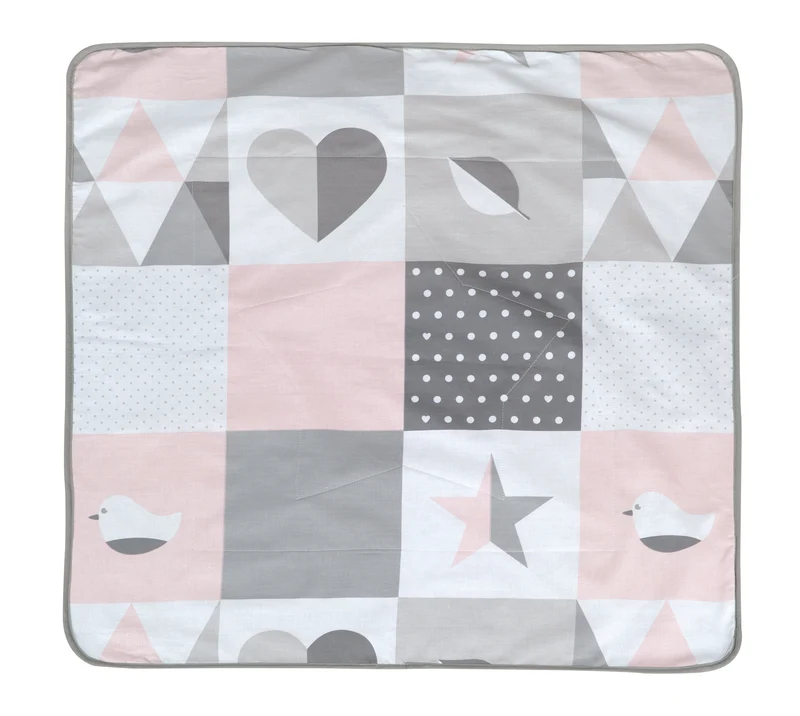 Babydecke "Happy Patch" rosa – 2 seitig: 1x super weich, warm & flauschig, 1x Baumwolle
