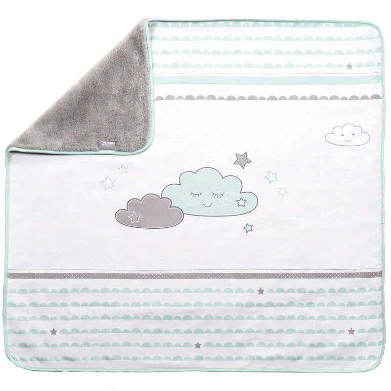 Babydecke "Happy Cloud" – 2 seitig: 1x super weich, warm & flauschig, 1x Baumwolle