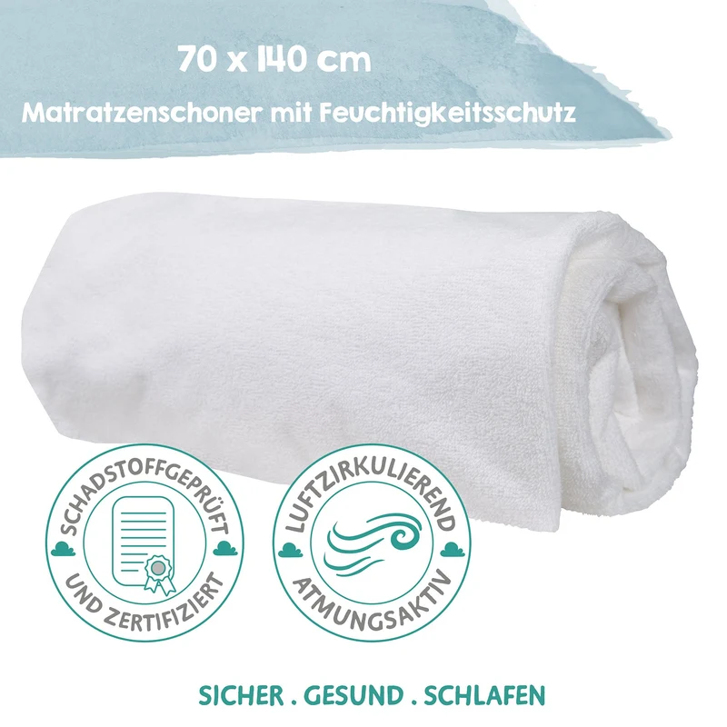Matratzenschoner "safe asleep®" – mit Feuchtigkeitsschutz für Matratzen 40 x 90 cm bis 45 x 90 cm, weiß