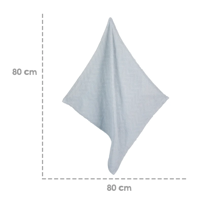 Babydecke "Lil Planet" – Strickoptik, Bio-Baumwolle, GOTS zertifiziert, 80 x 80 cm, hellblau/sky