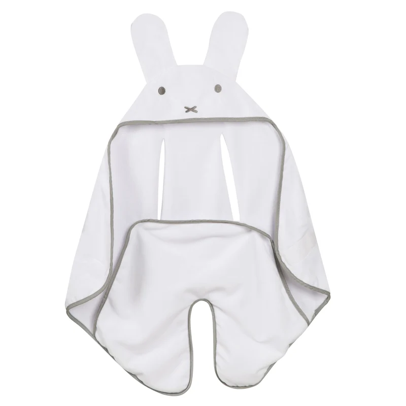Baby-Einschlagdecke "miffy®" – mit Schlitzen für Gurte für alle Autositze & Kinderwagen, weiß