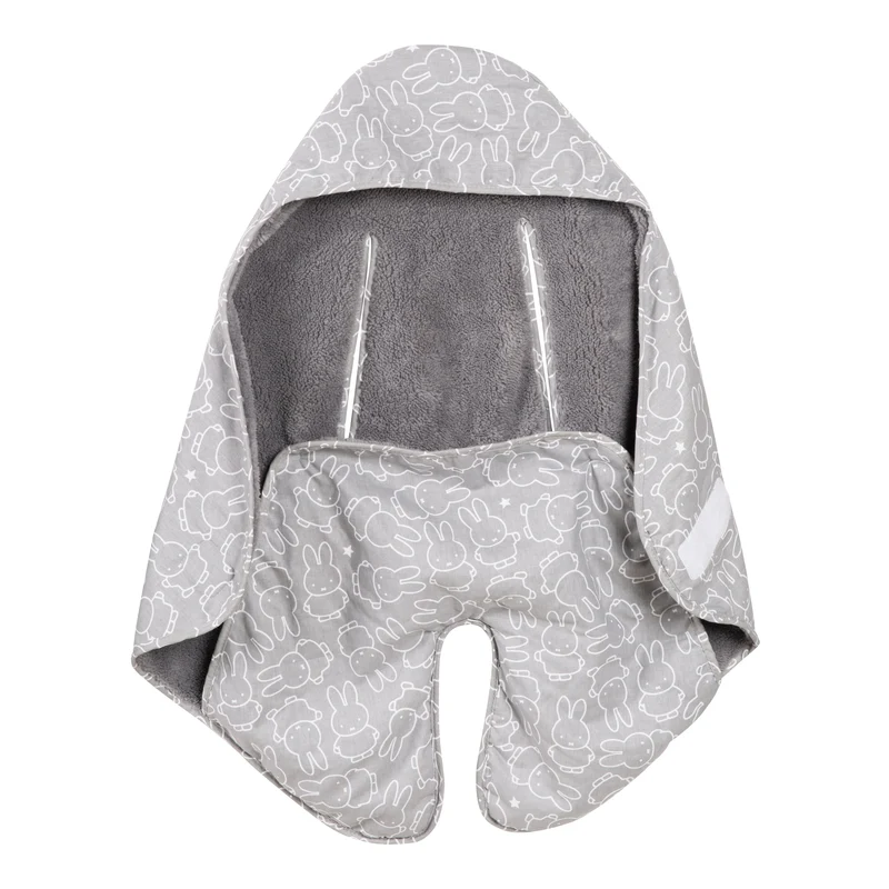 Baby-Einschlagdecke "miffy®" – mit Schlitzen für Gurte für alle Autositze & Kinderwagen, grau