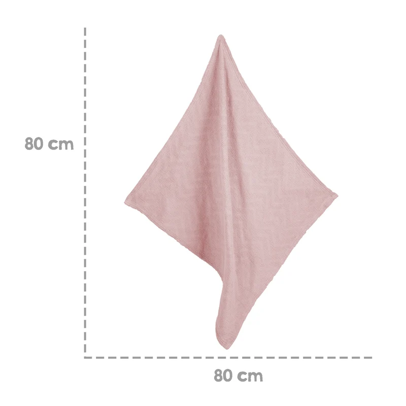 Babydecke "Lil Planet" – Strickoptik, Bio-Baumwolle, GOTS zertifiziert, 80 x 80 cm, rosa/mauve