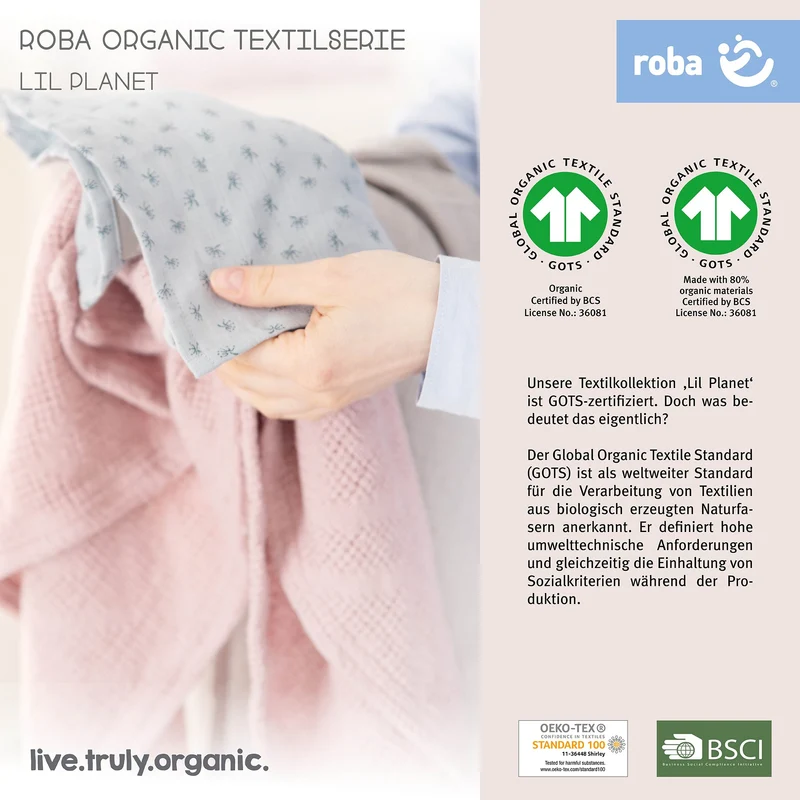 Geschenkset "Lil Planet" – silbergrau, Bio-Bettwäsche, -Spannbettlaken & -Babydecke, GOTS
