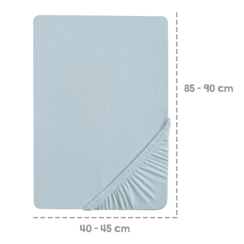 Spannbettlaken "Lil Planet" – für Wiegenmatratzen 40 x 90 und 45 x 90 cm, Single Jersey, 100 % Bio-Baumwolle, hellblau