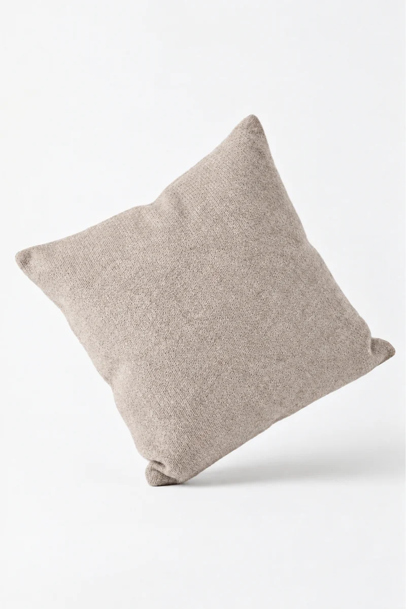 Eco Cashmere Cushion in Sand Brown