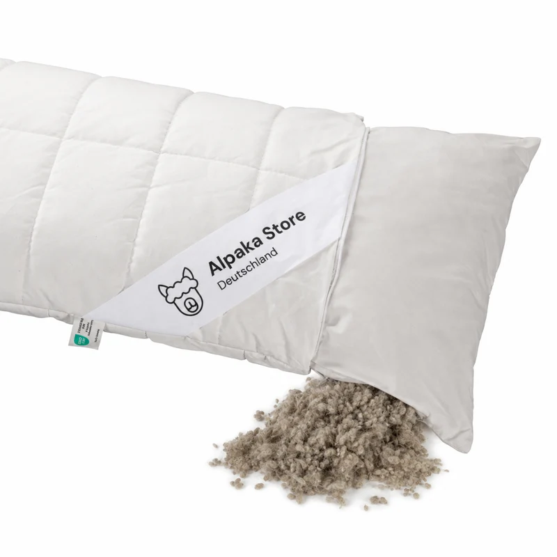 Bio Alpaka Kopfkissen mit Wollkügelchen-Füllung