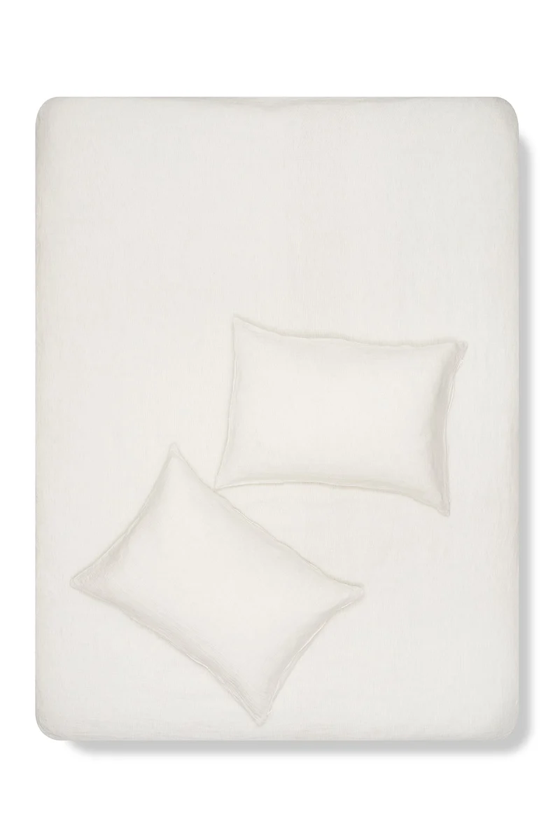 Linen Bedding Small Check in Light Grey Color