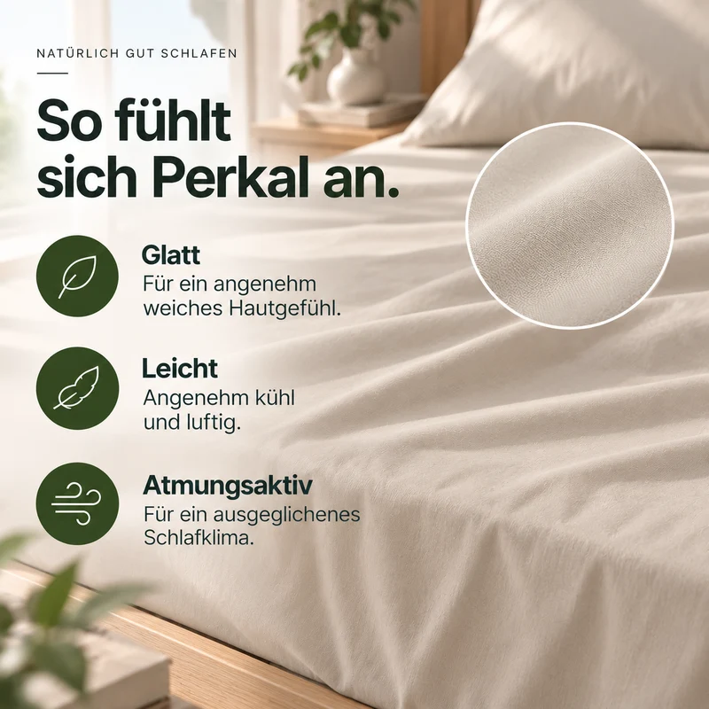 Perkal Spannbettlaken aus 100% Bio-Baumwolle - Terra Naturale