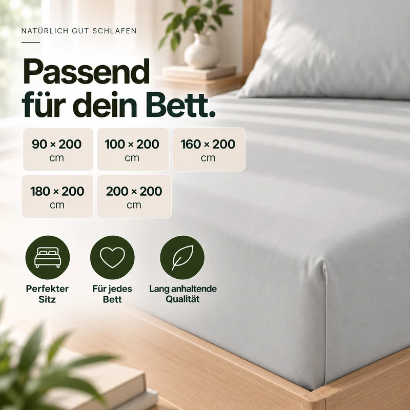 Perkal Spannbettlaken aus 100% Bio-Baumwolle - Terra Naturale