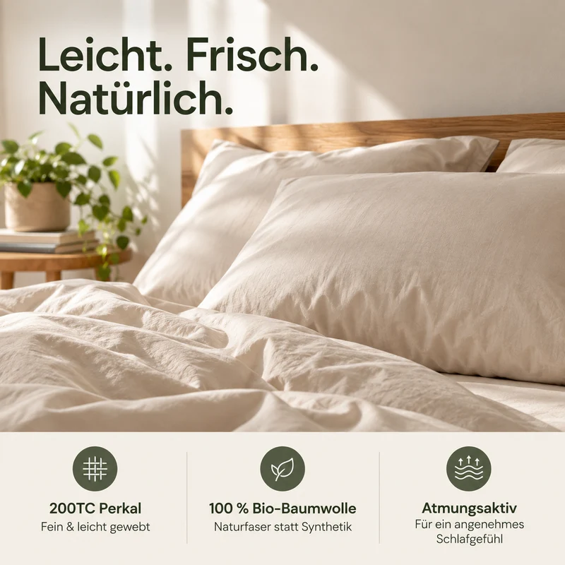 Perkal Bettwäsche aus 100% Bio-Baumwolle - Terra Naturale