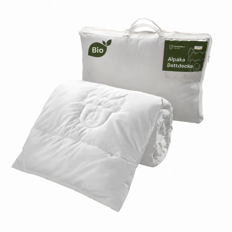 Bio Alpaka Bettdecke 100% Alpakadecke "Alpaka Store Deutschland" mit Bezug aus Bio-Baumwolle inkl. gratis Schlafratgeber